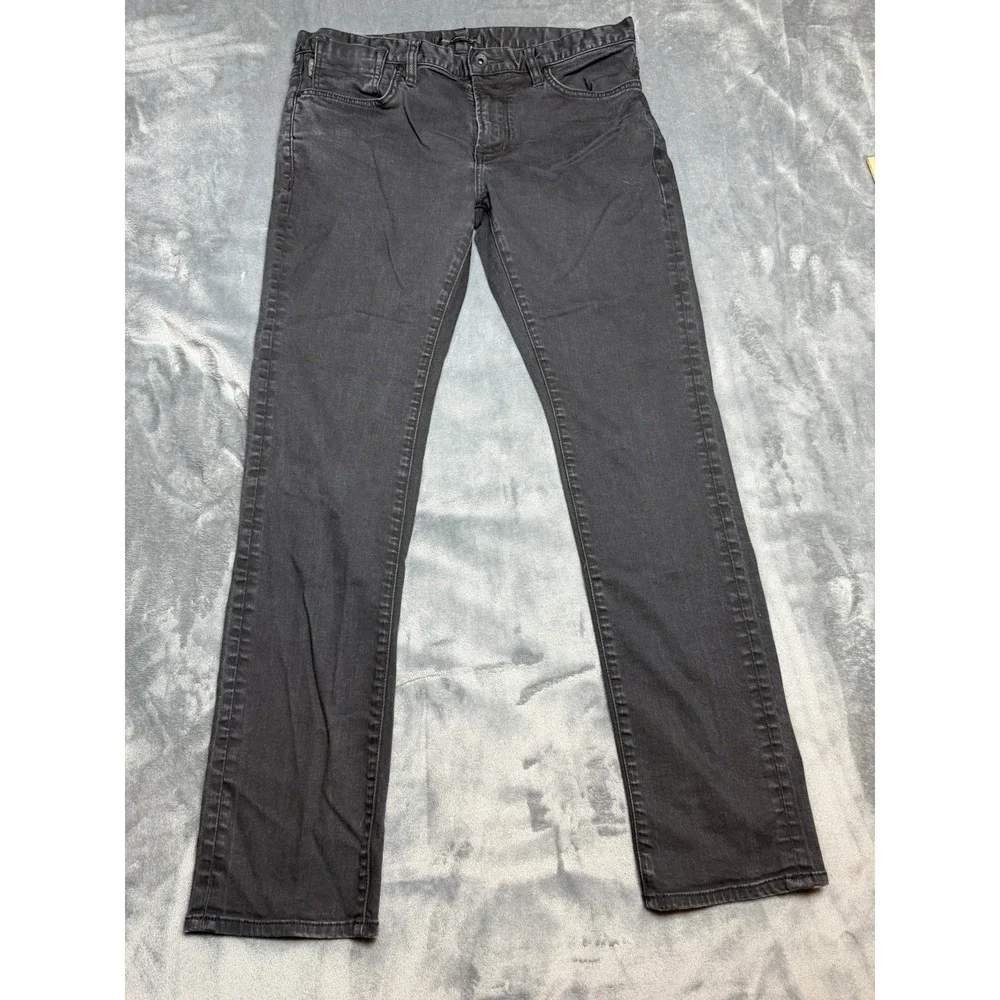 John Varvatos Bowery Jeans Mens 34X30 Black Slim Straight Stretch Dark Denim